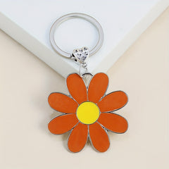 Daisy Flower Keychain Metal Keychain Ring Wallet Bag Backpack Charm