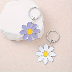 Daisy Flower Keychain Metal Keychain Ring Wallet Bag Backpack Charm
