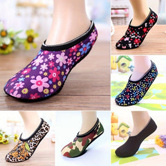 Floral Print Invisible Boat Socks Non slip Dance Yoga Socks With Grips