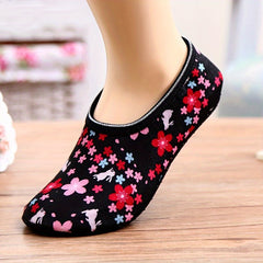 Floral Print Invisible Boat Socks Non slip Dance Yoga Socks With Grips