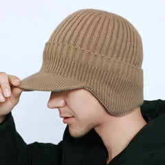 Men's Knitted Warm Hat With Ear Protection Winter Plush Cap