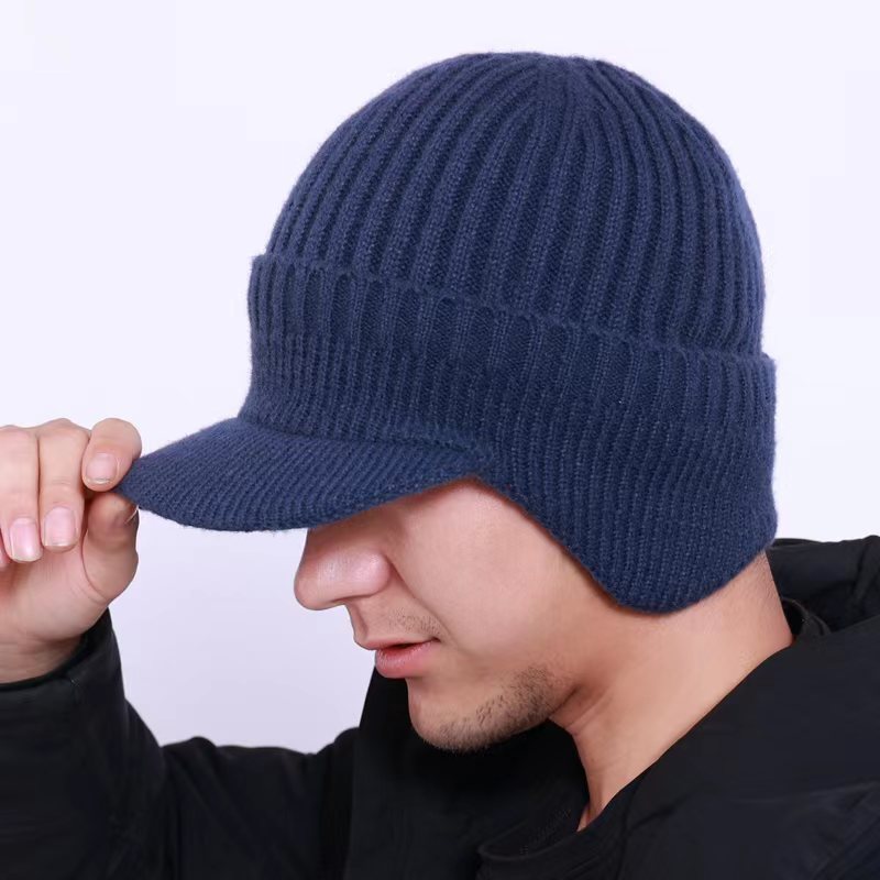 Men's Knitted Warm Hat With Ear Protection Winter Plush Cap