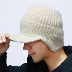 Men's Knitted Warm Hat With Ear Protection Winter Plush Cap