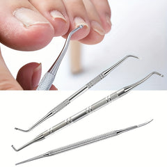 3pcs Ingrown Toenail Removal Tool and File Set Stainless Steel Pedicure Kit