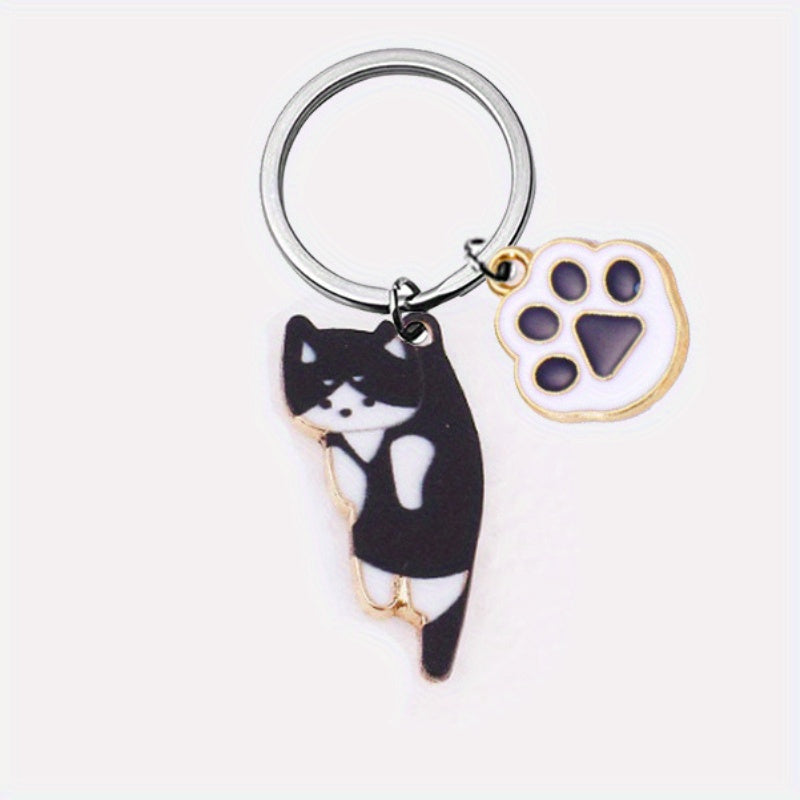 Cute Cartoon Kitten Keychain Alloy Key Ring Bag Pendant