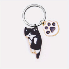 Cute Cartoon Kitten Keychain Alloy Key Ring Bag Pendant