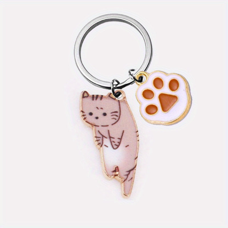 Cute Cartoon Kitten Keychain Alloy Key Ring Bag Pendant