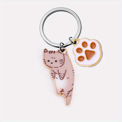Cute Cartoon Kitten Keychain Alloy Key Ring Bag Pendant