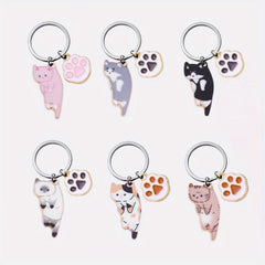 Cute Cartoon Kitten Keychain Alloy Key Ring Bag Pendant