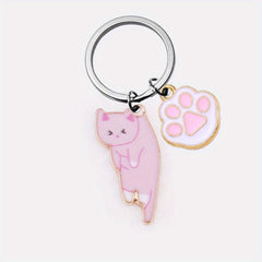 Cute Cartoon Kitten Keychain Alloy Key Ring Bag Pendant