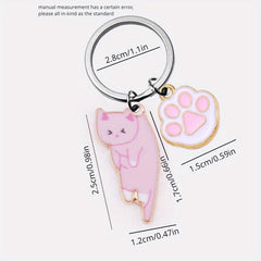 Cute Cartoon Kitten Keychain Alloy Key Ring Bag Pendant