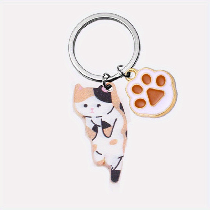 Cute Cartoon Kitten Keychain Alloy Key Ring Bag Pendant