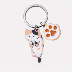 Cute Cartoon Kitten Keychain Alloy Key Ring Bag Pendant