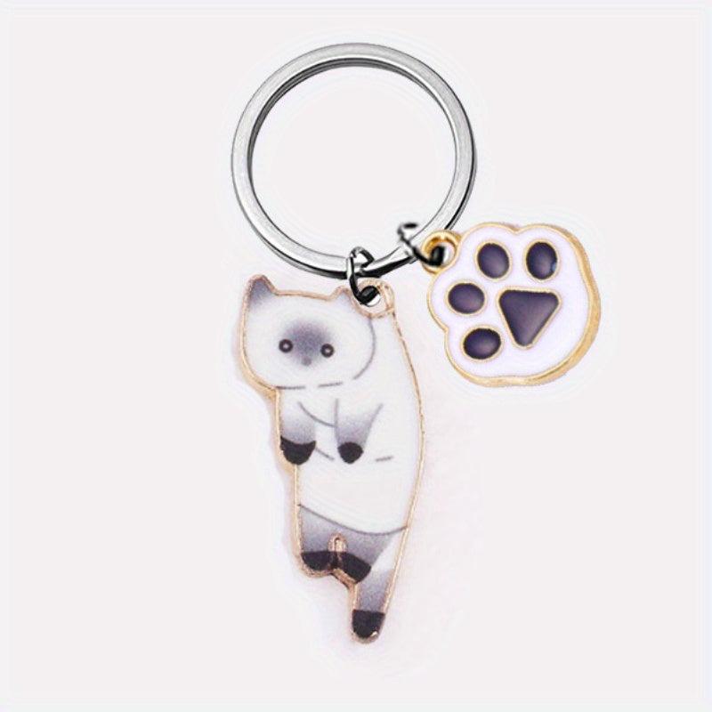 Cute Cartoon Kitten Keychain Alloy Key Ring Bag Pendant