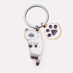 Cute Cartoon Kitten Keychain Alloy Key Ring Bag Pendant