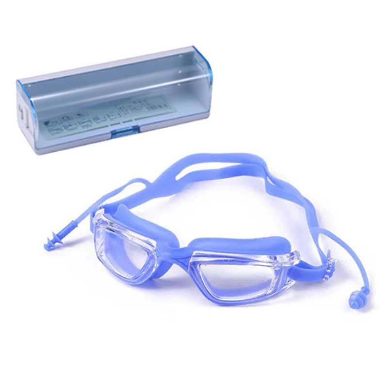 Clear Silicone Anti-fog Earplugs Conjoined Goggles 2-in-1 Swimming Glasses