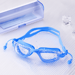 Clear Silicone Anti-fog Earplugs Conjoined Goggles 2-in-1 Swimming Glasses