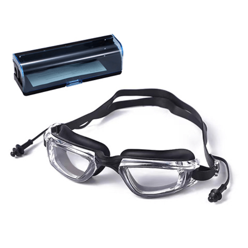 Clear Silicone Anti-fog Earplugs Conjoined Goggles 2-in-1 Swimming Glasses