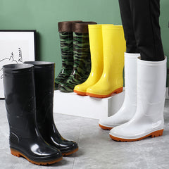 Solid Quick Drying Flat Rain Boots Waterproof Non Slip Thickened Outdoor PVC Cas