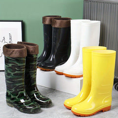 Solid Quick Drying Flat Rain Boots Waterproof Non Slip Thickened Outdoor PVC Cas