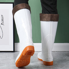 Solid Quick Drying Flat Rain Boots Waterproof Non Slip Thickened Outdoor PVC Cas