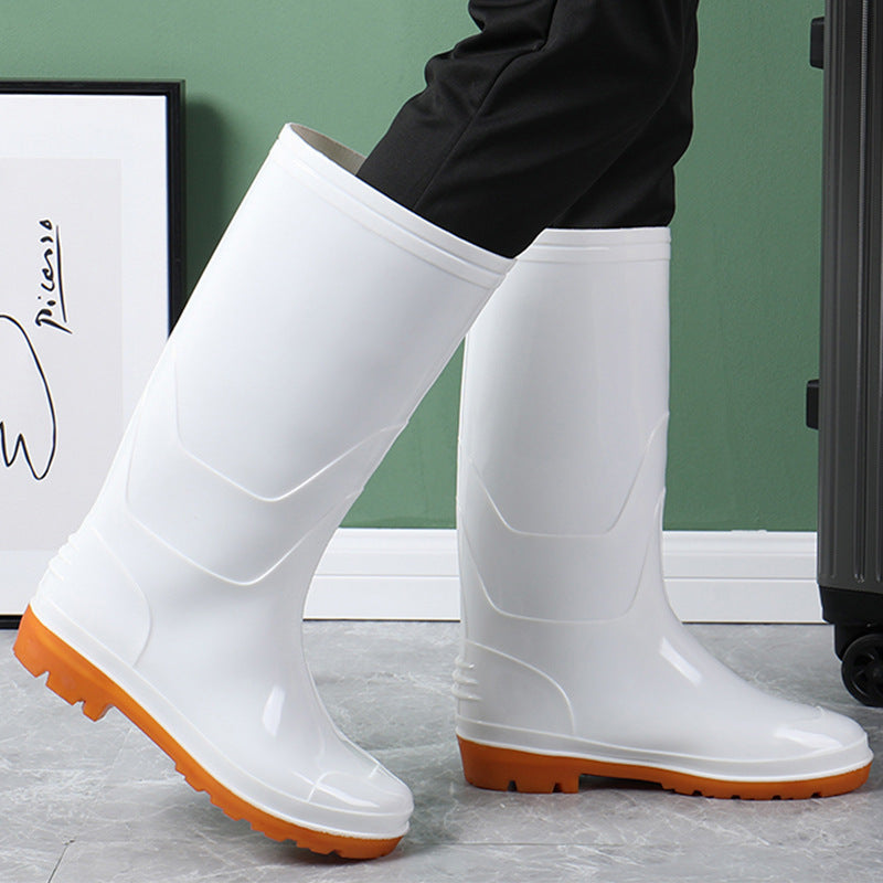 Solid Quick Drying Flat Rain Boots Waterproof Non Slip Thickened Outdoor PVC Cas