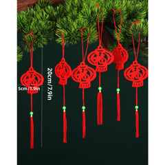 6pcs Red Lanterns Decoration Chinese New Year Pendants Spring Hanging Ornament