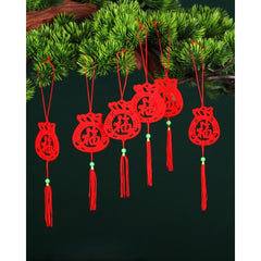 6pcs Red Lanterns Decoration Chinese New Year Pendants Spring Hanging Ornament