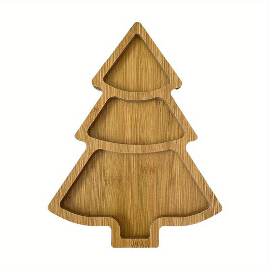 1pc Christmas Tree Dinner Plate Snack Fruit Divided Grid Plate Home Decor