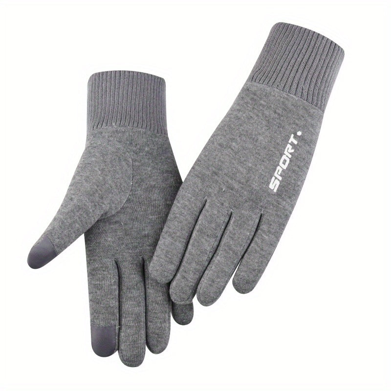 Winter Plush Knitted Gloves Touchable Windproof Cycling Gloves