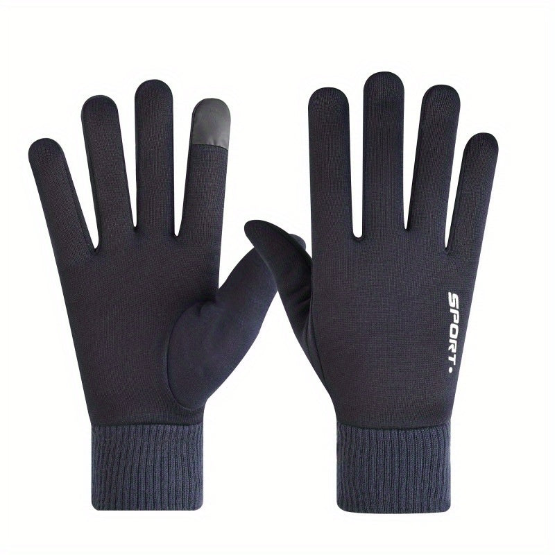 Winter Plush Knitted Gloves Touchable Windproof Cycling Gloves