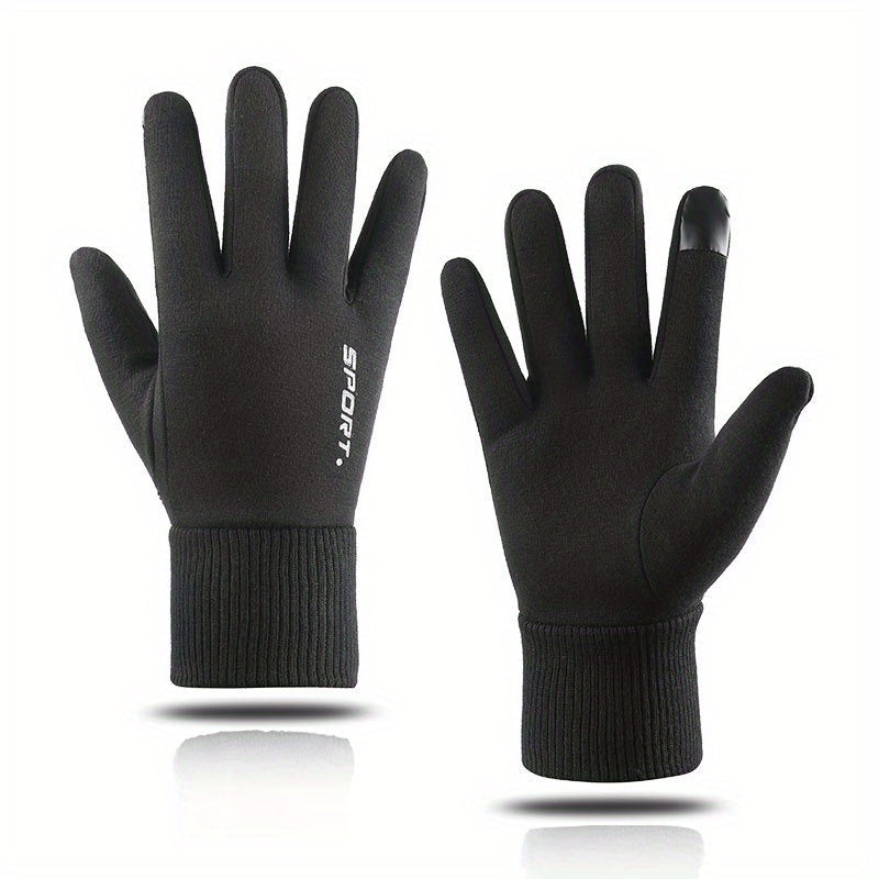 Winter Plush Knitted Gloves Touchable Windproof Cycling Gloves