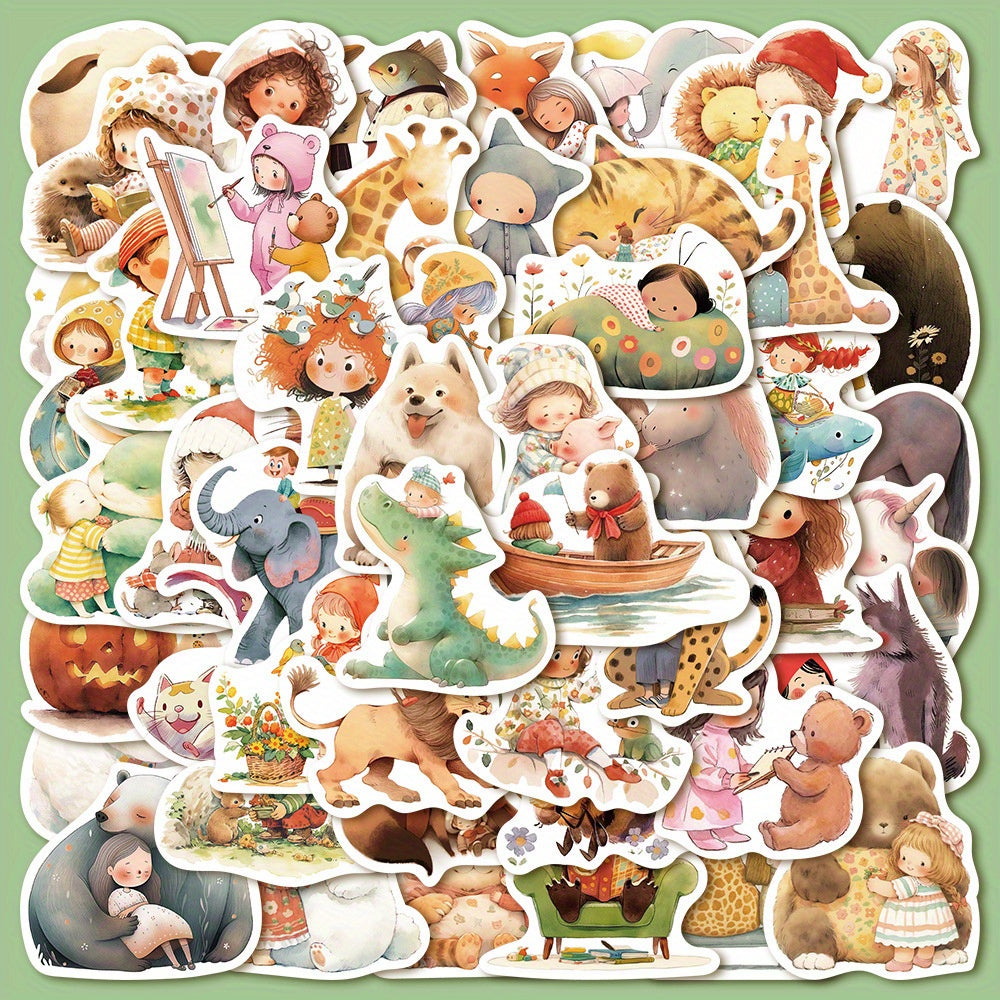 52pcs Fairy Tale Dream Animals Stickers for Stationery Books Laptops Cups