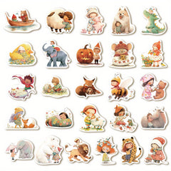 52pcs Fairy Tale Dream Animals Stickers for Stationery Books Laptops Cups