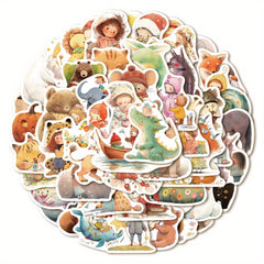 52pcs Fairy Tale Dream Animals Stickers for Stationery Books Laptops Cups