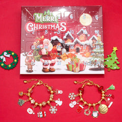 Golden Christmas Countdown Calendar DIY Bracelet Advent Set