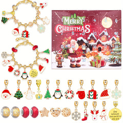 Golden Christmas Countdown Calendar DIY Bracelet Advent Set