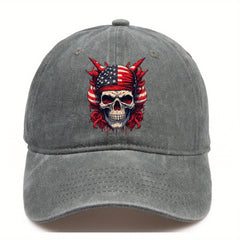 Skull Printed Baseball Cap Adjustable Twill Fitted Cap