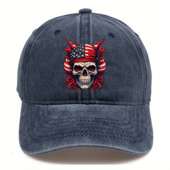 Skull Printed Baseball Cap Adjustable Twill Fitted Cap