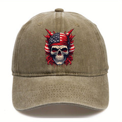 Skull Printed Baseball Cap Adjustable Twill Fitted Cap