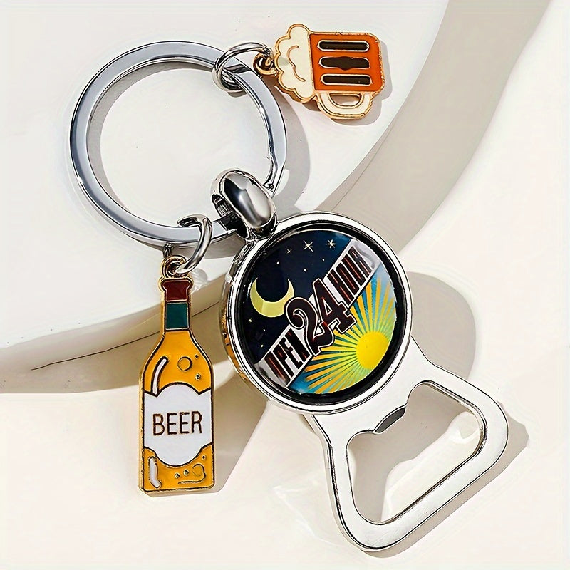 Creative Beer Bottle Opener Key Chain Metal Keychain Small Gift