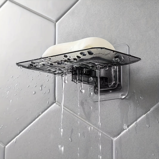 Transparent Soap Dish Wall Mounted Crystal Soap Tray No Punching Soap Holder