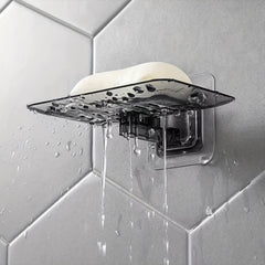 Transparent Soap Dish Wall Mounted Crystal Soap Tray No Punching Soap Holder