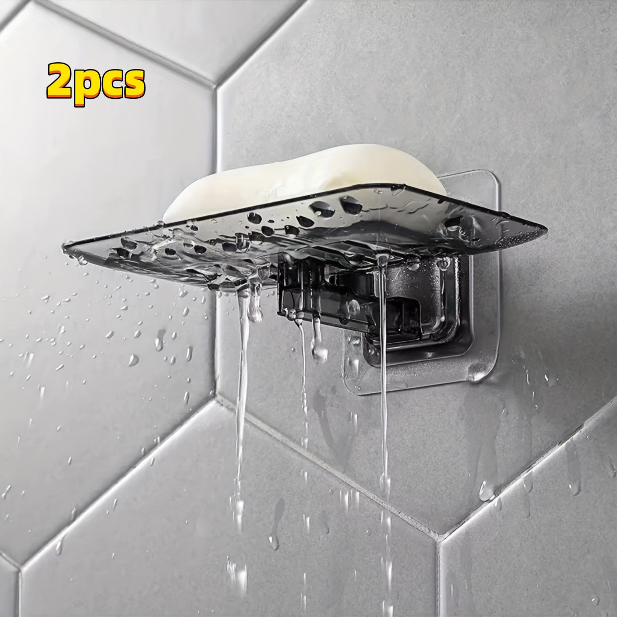 Transparent Soap Dish Wall Mounted Crystal Soap Tray No Punching Soap Holder