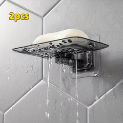 Transparent Soap Dish Wall Mounted Crystal Soap Tray No Punching Soap Holder