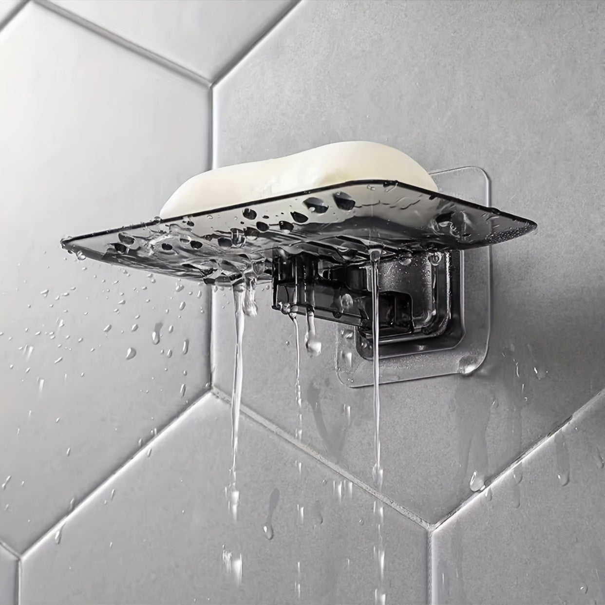 Transparent Soap Dish Wall Mounted Crystal Soap Tray No Punching Soap Holder