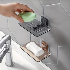 Transparent Soap Dish Wall Mounted Crystal Soap Tray No Punching Soap Holder