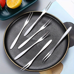 15pcs Stainless Steel Fruit Forks Cake Salad Forks Silvery