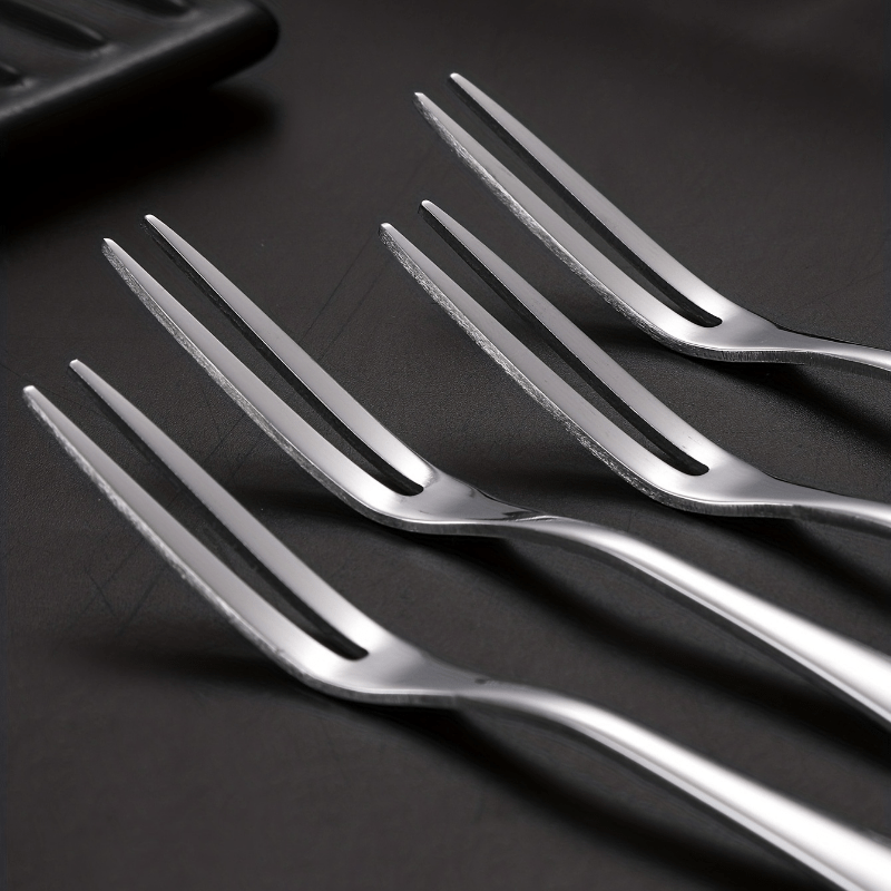 15pcs Stainless Steel Fruit Forks Cake Salad Forks Silvery