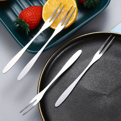 15pcs Stainless Steel Fruit Forks Cake Salad Forks Silvery